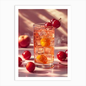 Cherry Cocktail With Ice Cubes Art Print