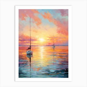 Sunset Sailboats Art Print