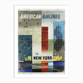 Vintage Travel Poster ― American Airlines To New York Art Print