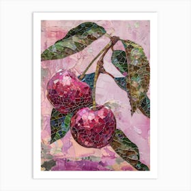 Disco Ball Cherries Mosaic Painting Kitchen Art Print