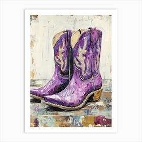 Purple Sparkly Cowgirl Boots 1 Art Print