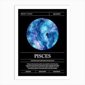 Aquamarine Crystal Gem, Pisces Zodiac Sign Art Print