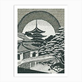 Kyoto Linocut Art Print