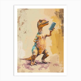 Dinosaur Taking A Selfie Art Print