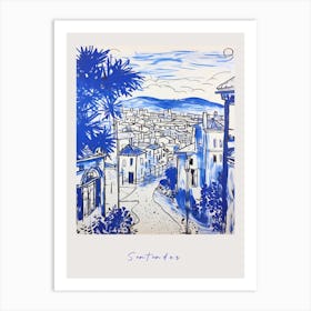 Santander Spain Mediterranean Blue Drawing Poster Art Print