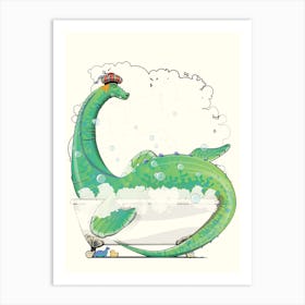 Loch Ness Monster In The Bath Art Print