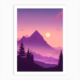 Misty Mountains Vertical Composition In Purple Tone 2 Art Print