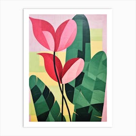 Cut Out Style Flower Art Flamingo Flower 1 Art Print