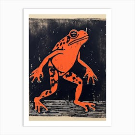 Frog, Woodblock Animal  Drawing 2 Art Print