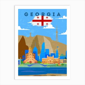 Tbilisi, Georgia — Retro travel minimalist poster 1 Art Print