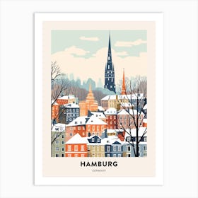 Vintage Winter Travel Poster Hamburg Germany 3 Art Print