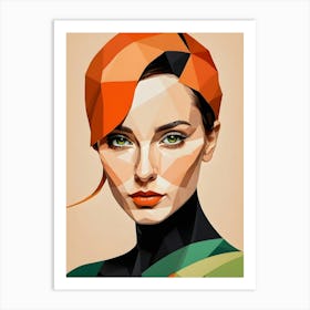 Geometric Woman Portrait Pop Art (16) Art Print