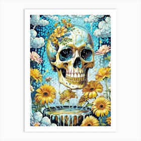 Surrealist Floral Skull Painting (45) Art Print