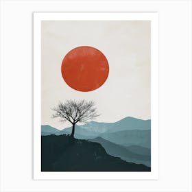 Sunset In The Mountains, Minimalism 2 Art Print