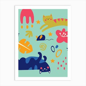 Kawaii Cats Art Print