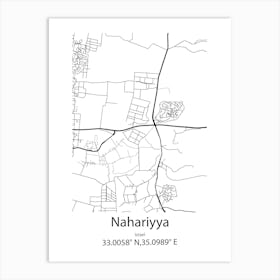 Nahariyya,Israel Minimalist Map Art Print