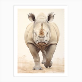 Rhino Walking Portrait 3 Art Print