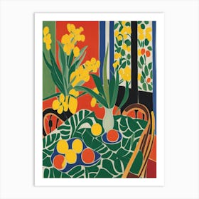 Table With Yellow Flowers Matisse Style Art Print