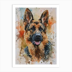 German Shepherd Watercolor Painting 1 Art Print