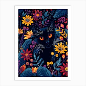 Black Cat In The Garden 8 Art Print