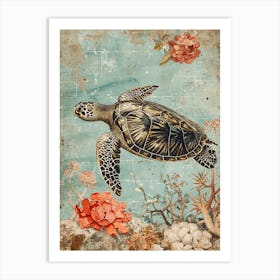 Wallpaper Style Sea Turtle 1 Art Print