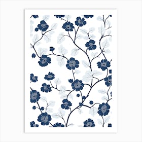 Blue And White Floral Pattern 4 Art Print