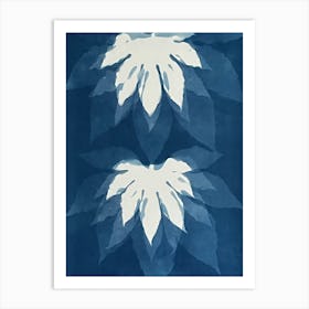 Blue cyanotype leaf print 1 Art Print