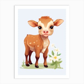 Baby Animal Illustration  Cow 2 Art Print