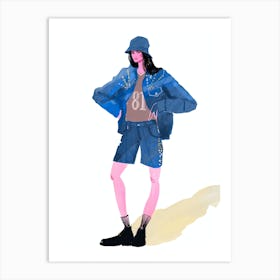 Blue Denim Girl Art Print