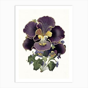 Pansy Floral 2 Botanical Vintage Poster Flower Art Print