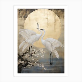 Egrets In The Moonlight Art Print