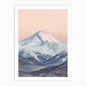 Mount Katahdin Usa Color Line Drawing (1) Art Print