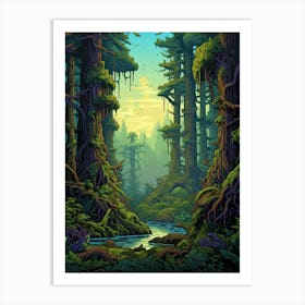 Hoh Rainforest Pixel Art 4 Art Print