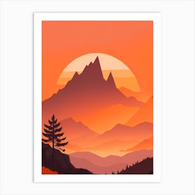 Misty Mountains Vertical Composition In Orange Tone 170 Art Print