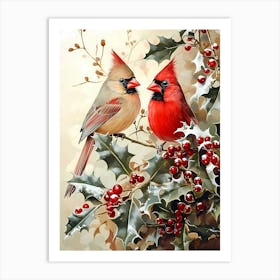 Christmas Cardinals Art Print