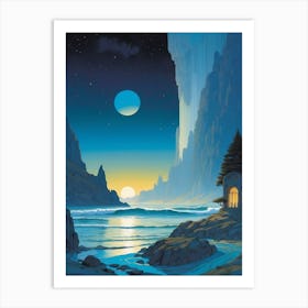 Cliffs At Night Print Art Print