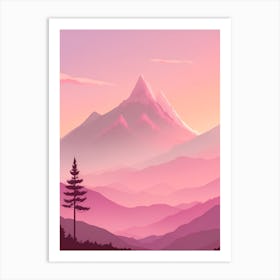 Misty Mountains Vertical Background In Pink Tone 20 Art Print