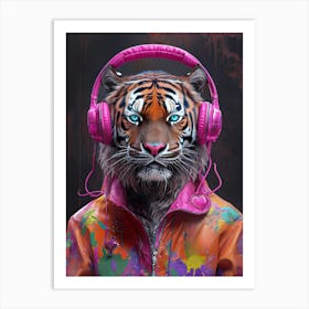 Digital Tiger Fashion: Where Wild Meets Urban Art Print