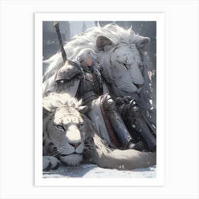 White Lions Art Print