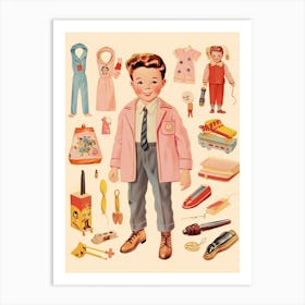 Vintage Paper Doll Boy Kitsch 8 Art Print