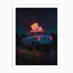 Car With A Neon Sign Art Print