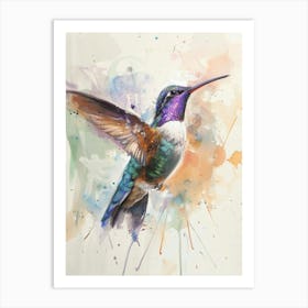 Hummingbird Pastel Watercolour 1 Poster