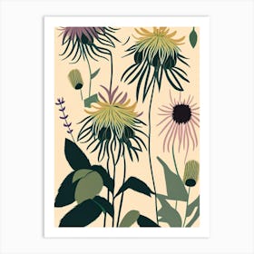 Bee Balm Wildflower Modern Muted Colours Art Print