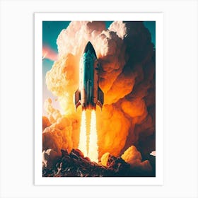 Spaceship Launch Art Print