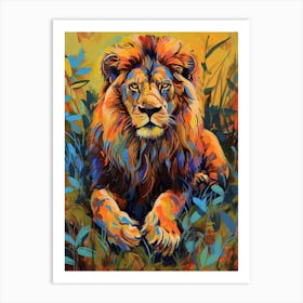 Southwest African Lion Symbolic Imagery Fauvist Painting 3 Art Print