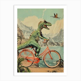 Dinosaur Shopping Retro Collage 1 Art Print
