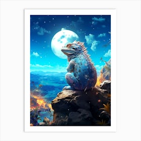 Lizard In The Moonlight 1 Art Print