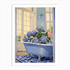 A Bathtube Full Hydrangea In A Bathroom 3 Art Print