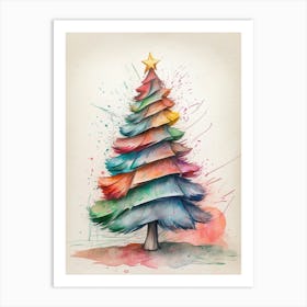 Watercolor Christmas Tree Print Art Print