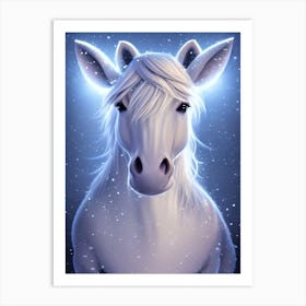 Unicorn In The Snow Art Print